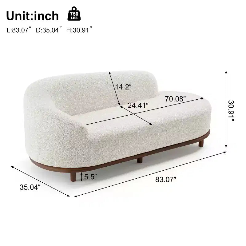 Chaise Lounge, Mid-Century Modern Sofa with Rubberwood Frame, Left-Facing Daybed for Living Room