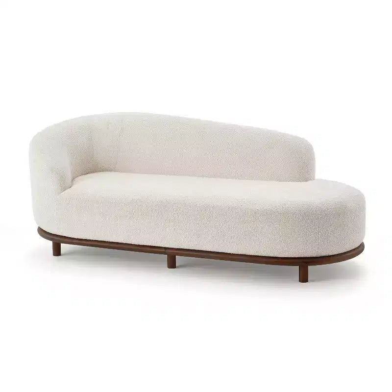 Chaise Lounge, Mid-Century Modern Sofa with Rubberwood Frame, Left-Facing Daybed for Living Room
