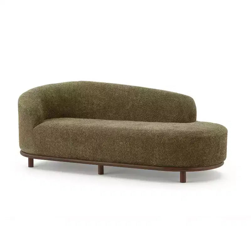 Chaise Lounge, Mid-Century Modern Sofa with Rubberwood Frame, Left-Facing Daybed for Living Room