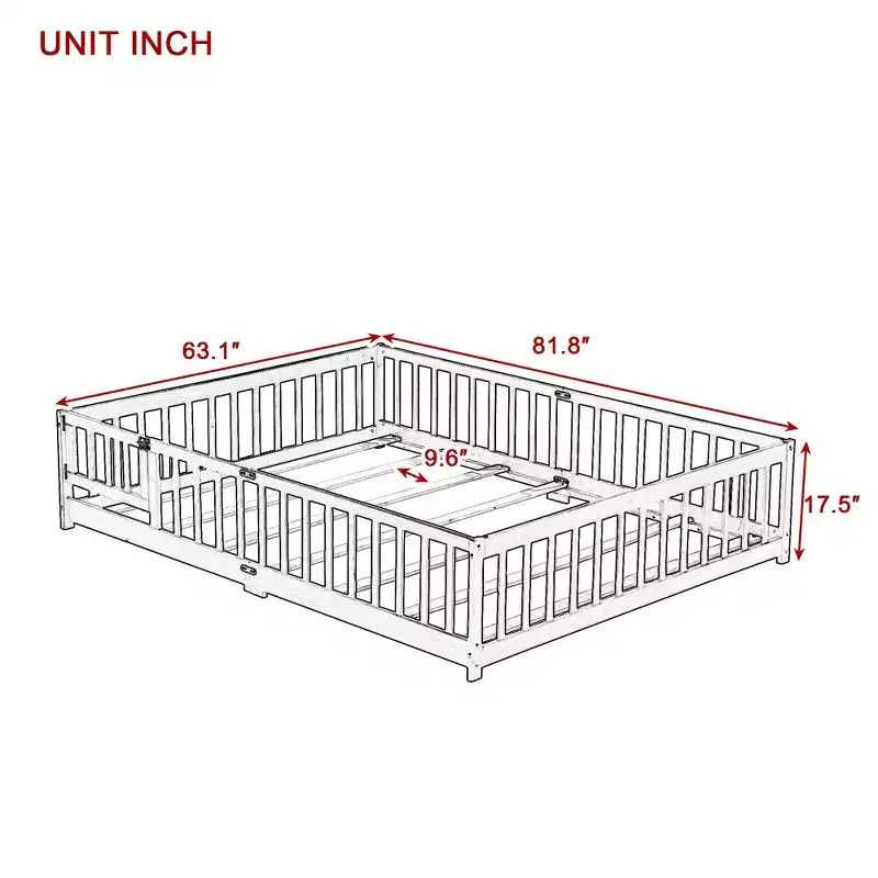 Queen Bunk Bed Safety Rail Noise-Free Design Heavy-Duty Metal