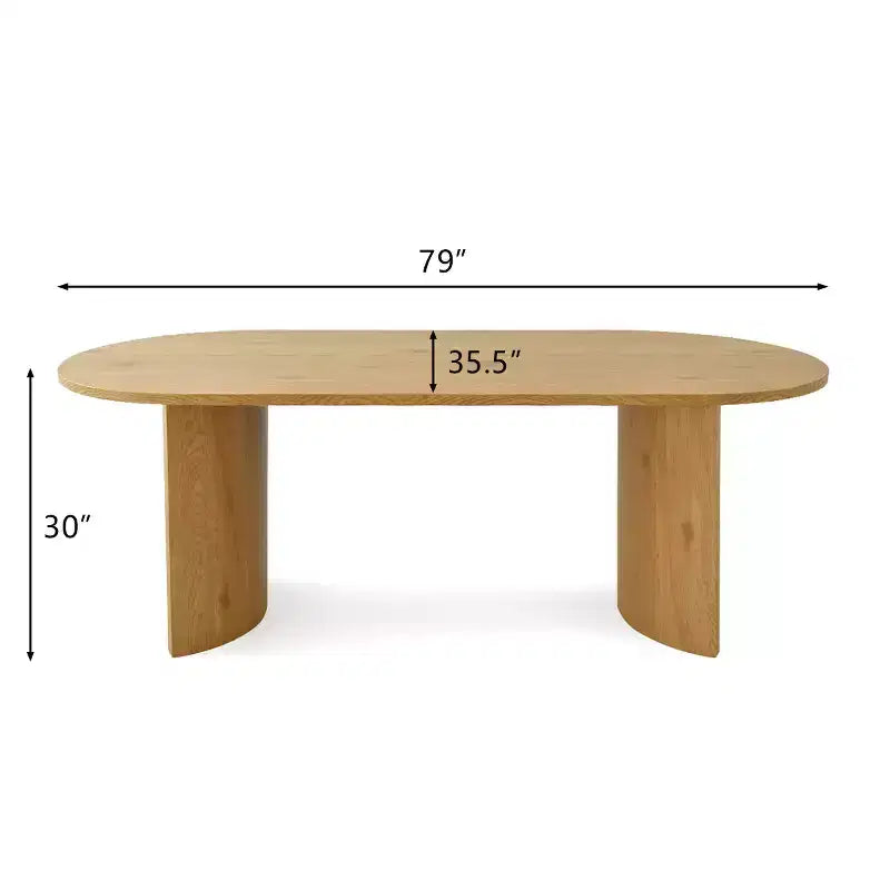 Modern Oval Dining Table with C-Shaped Legs, Stylish Large Kitchen Table with Woodgrain Finish for Home, Breakfast or Dining Room