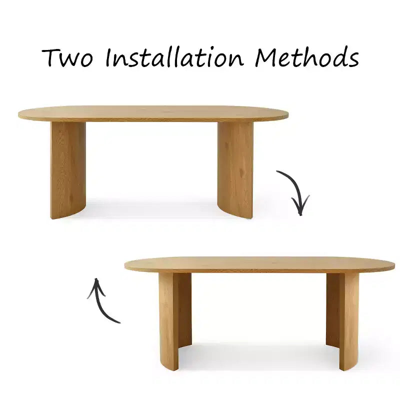 Modern Oval Dining Table with C-Shaped Legs, Stylish Large Kitchen Table with Woodgrain Finish for Home, Breakfast or Dining Room