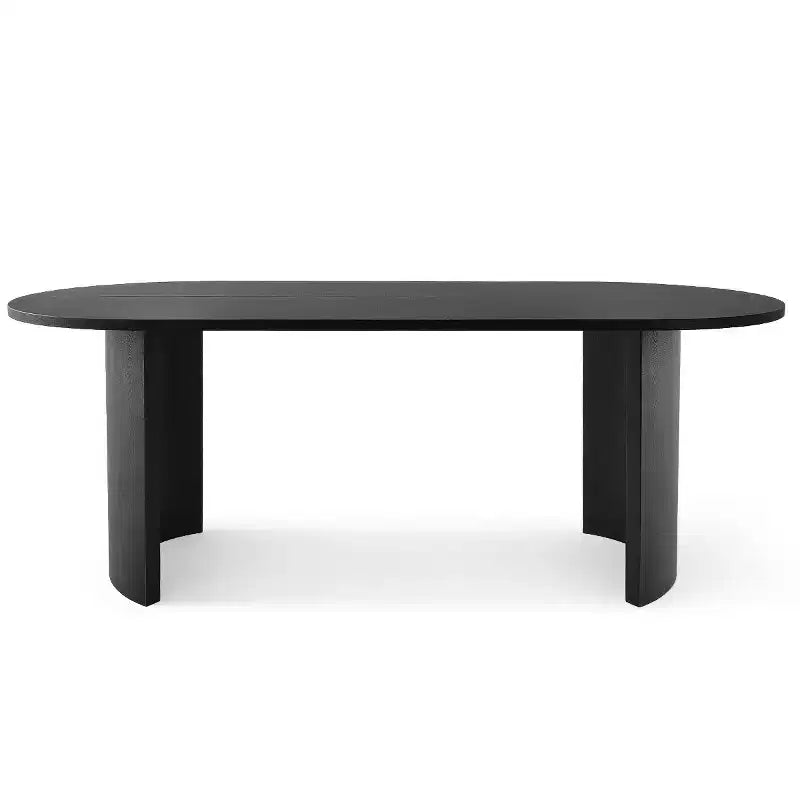 Modern Oval Dining Table with C-Shaped Legs, Stylish Large Kitchen Table with Woodgrain Finish for Home, Breakfast or Dining Room