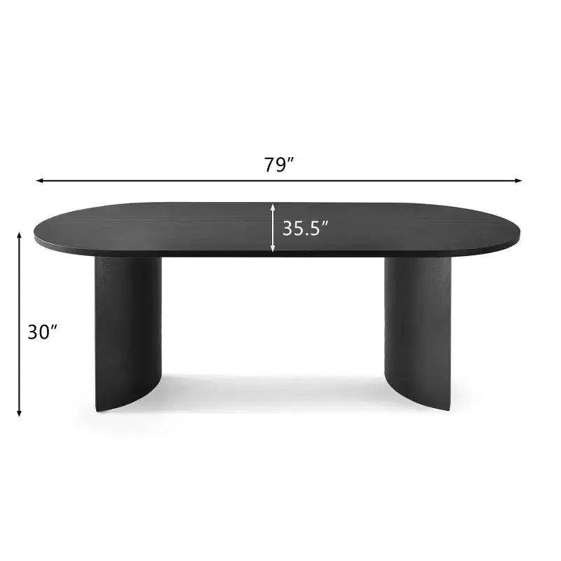 Modern Oval Dining Table with C-Shaped Legs, Stylish Large Kitchen Table with Woodgrain Finish for Home, Breakfast or Dining Room