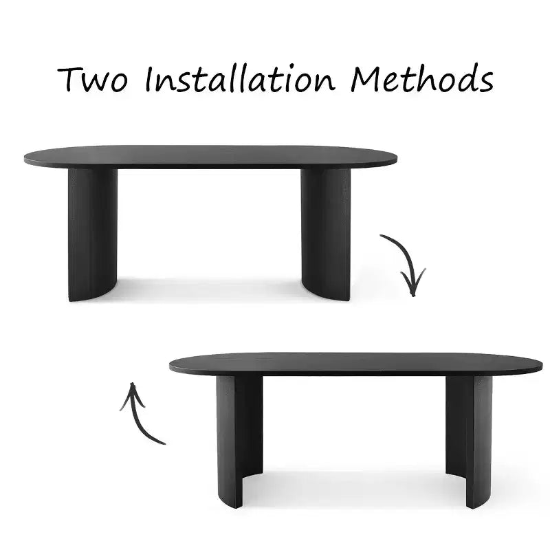 Modern Oval Dining Table with C-Shaped Legs, Stylish Large Kitchen Table with Woodgrain Finish for Home, Breakfast or Dining Room