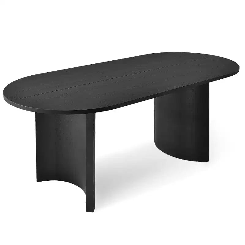 Modern Oval Dining Table with C-Shaped Legs, Stylish Large Kitchen Table with Woodgrain Finish for Home, Breakfast or Dining Room