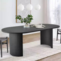 Modern Oval Dining Table with C-Shaped Legs, Stylish Large Kitchen Table with Woodgrain Finish for Home, Breakfast or Dining Room-Panipeachy