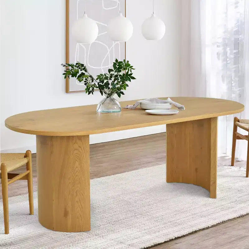 Modern Oval Dining Table with C-Shaped Legs, Stylish Large Kitchen Table with Woodgrain Finish for Home, Breakfast or Dining Room